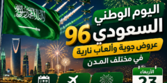 عروض اليوم الوطني السعودي 96.. مواعيد العروض الجوية والألعاب النارية في المدن